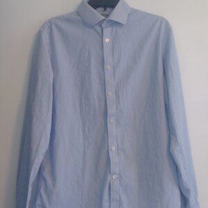 MICHAEL KORS Men's Blue Striped Button down Shirt Large